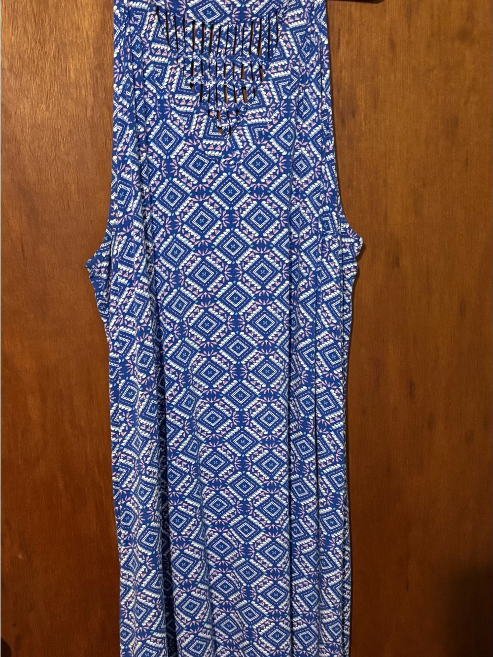 Women’s Blue Geometric Print Sleeveless Tank